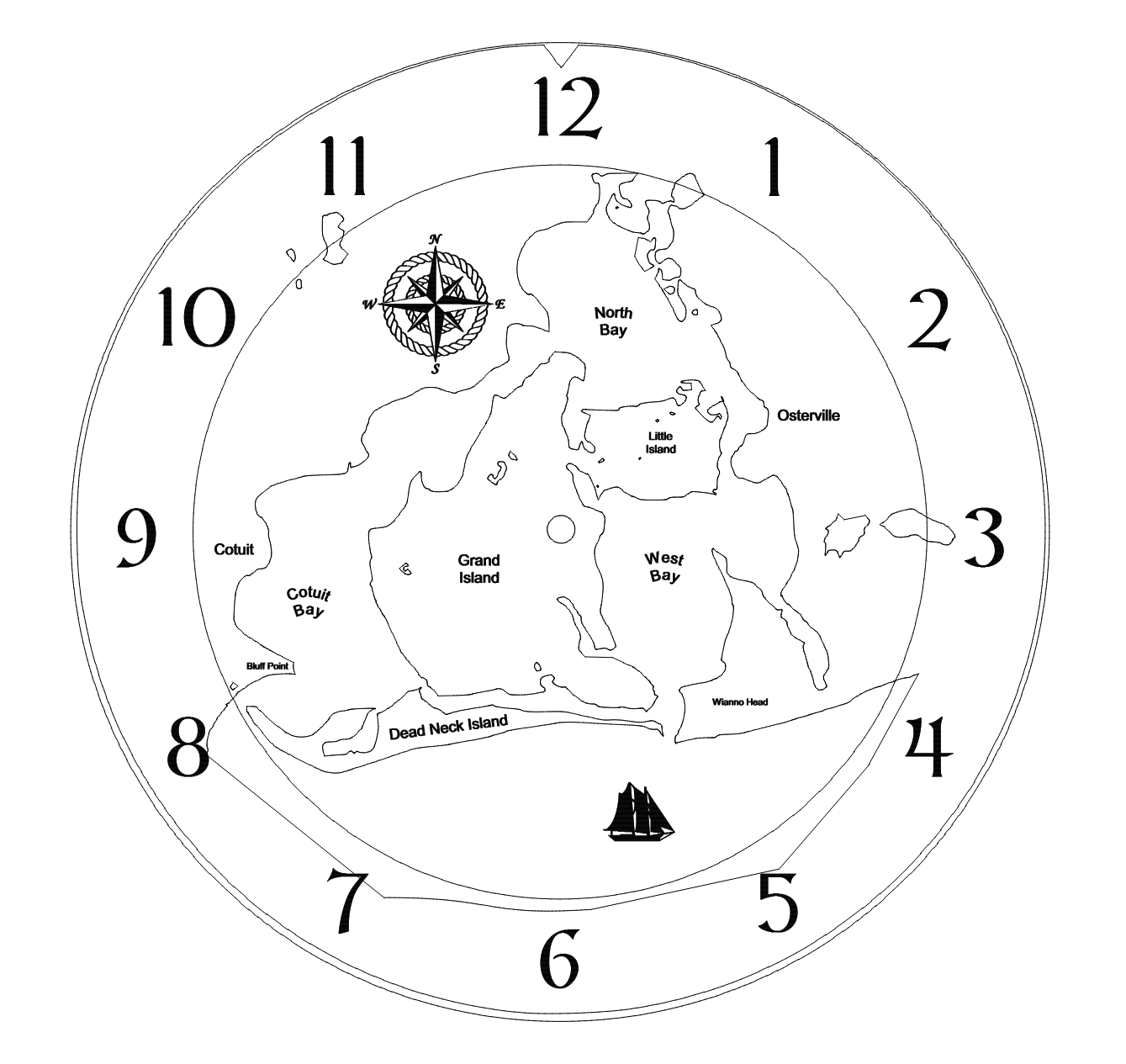 Cutuit Osterville Cape Cod Time or Tide Clocks