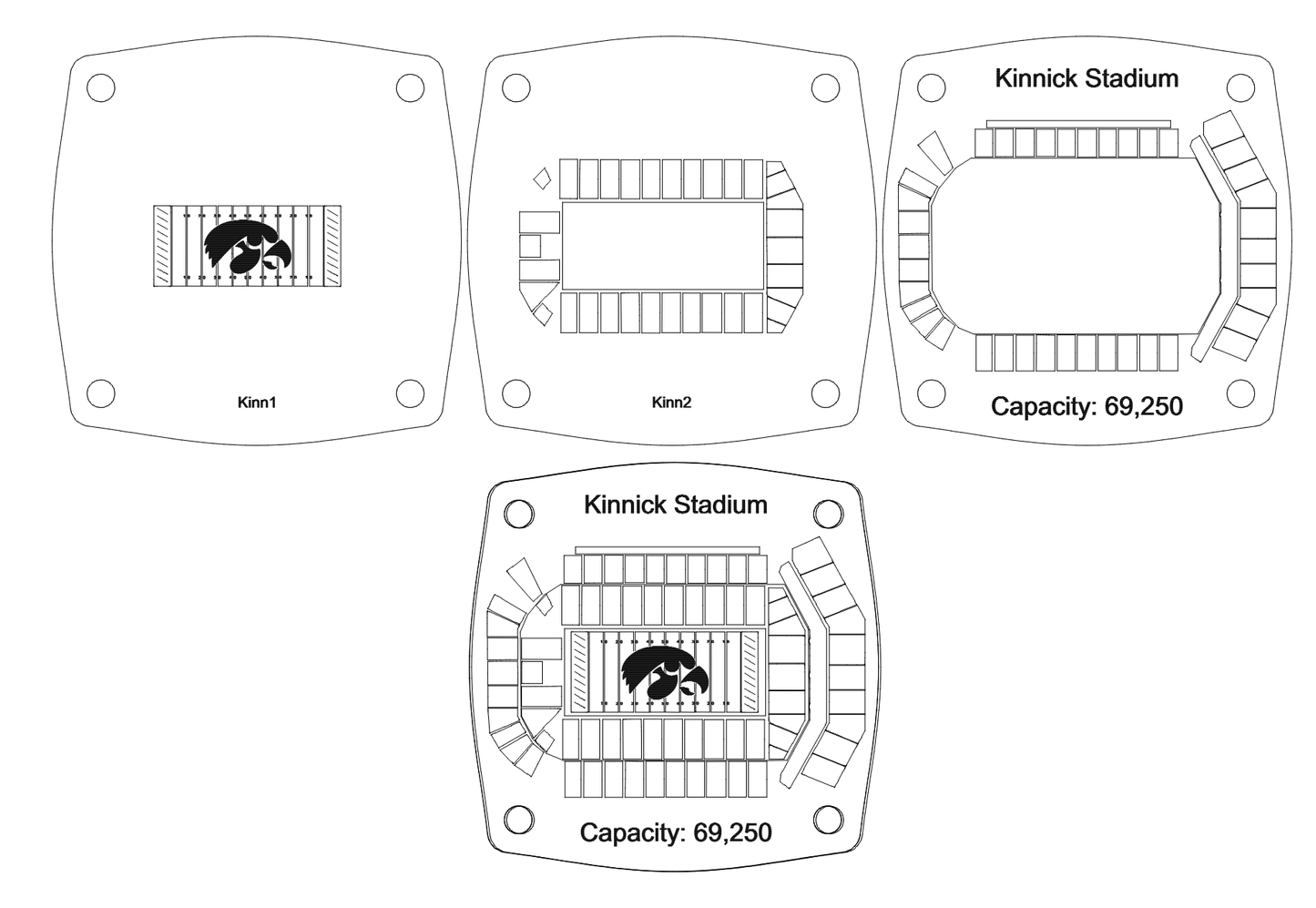 Kinnick Stadium - Iowa Hawkeyes Multi-Layered Stadium Coasters