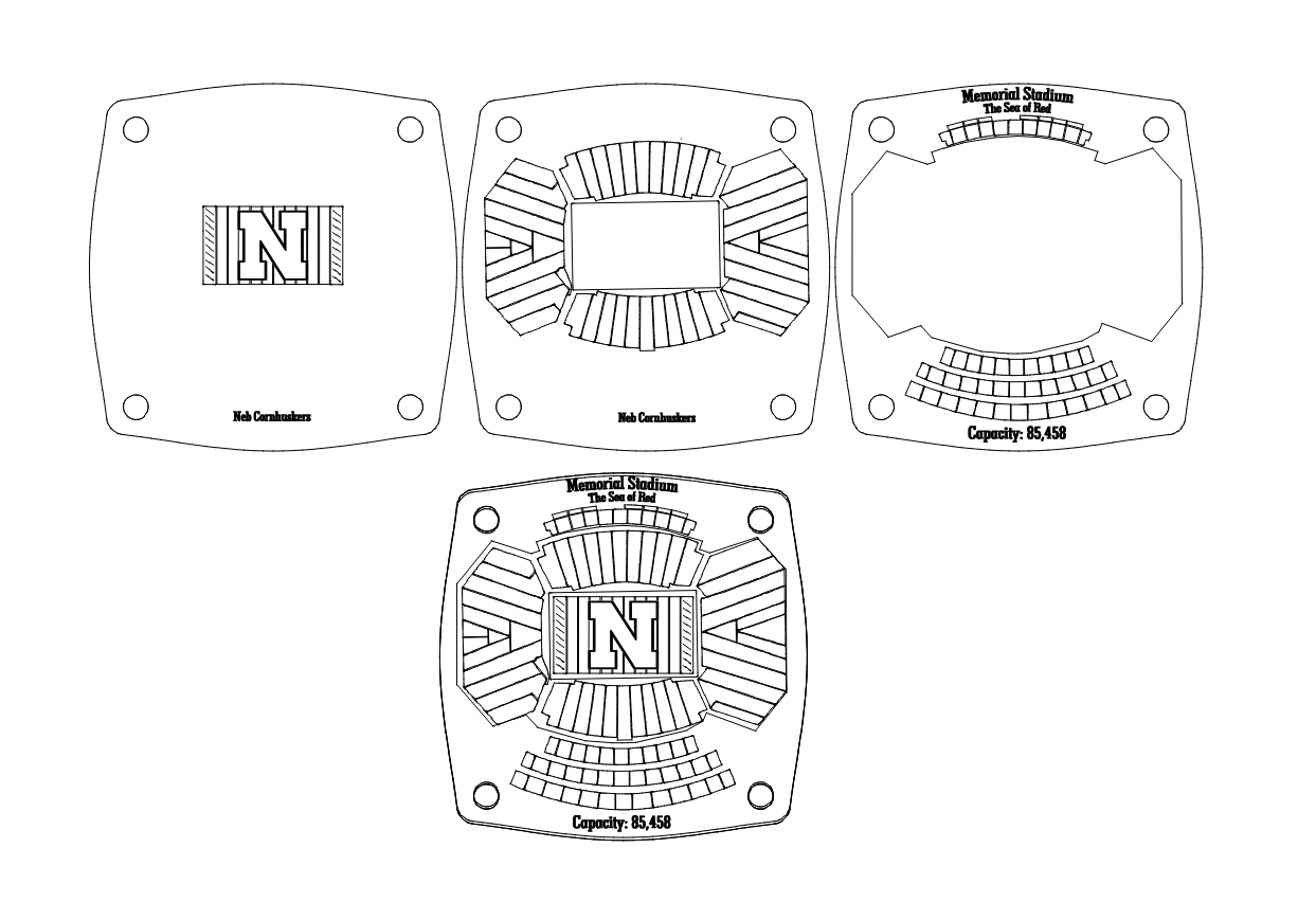 Memorial Stadium - Nebraska Cornhuskers Multi-layered Coasters