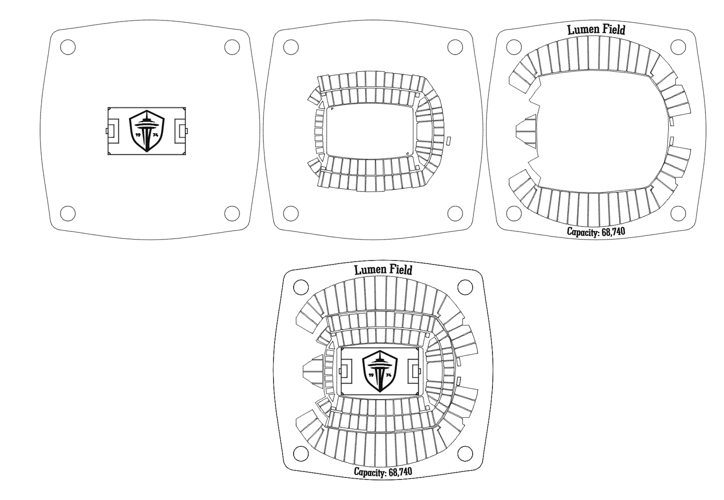 Lumen Field - Seattle Sounders Multi-Layered Stadium Coasters